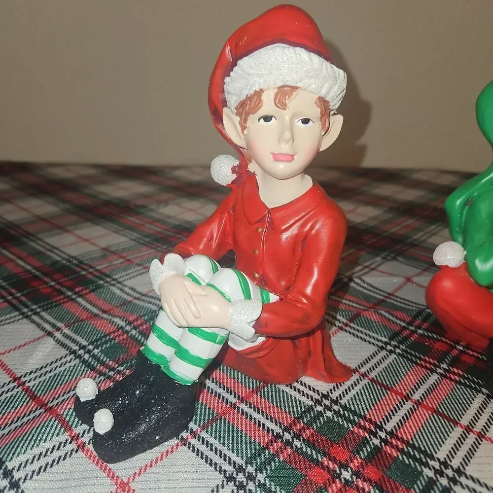 Adorable Christmas Elf Resin Figurines
